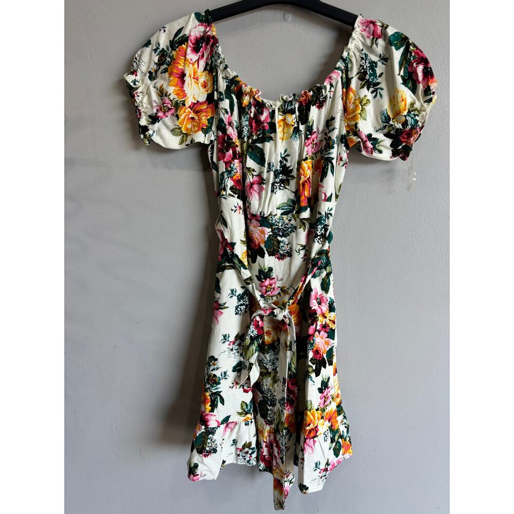 Speechless Cream Floral Mini Dress with Pink, Yellow & Green Accents